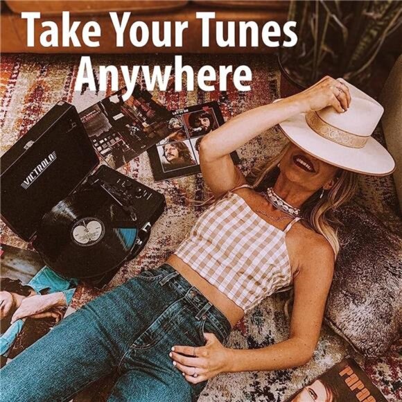 Victrola Vintage 3-Speed Bluetooth Portable Suitcase Record Player - Picture 6 of 7